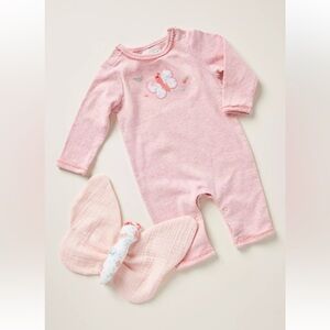 Albetta NWT Appliqué Butterfly Crochet Flower Romper Baby Girl 3 to 6 Months